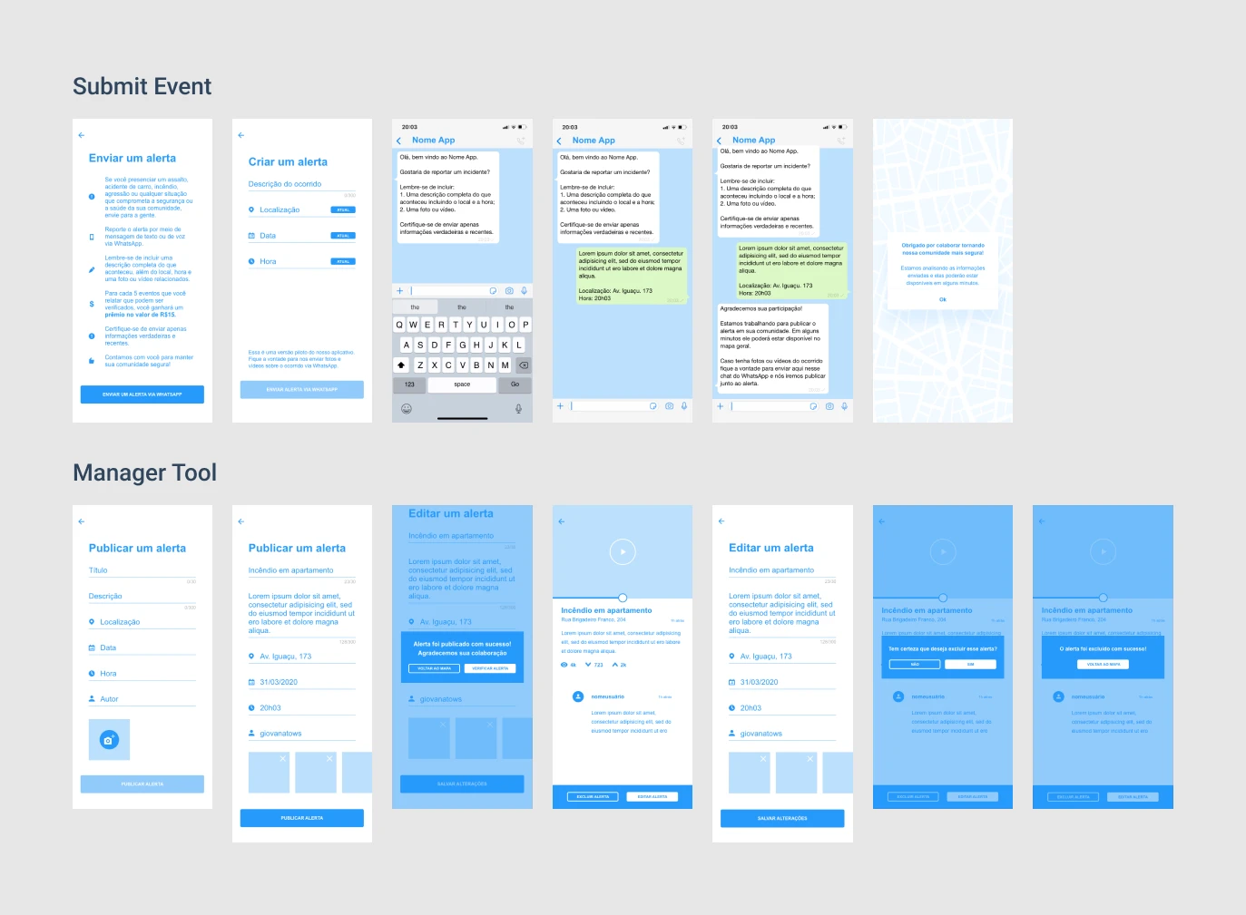 First wireframe of the Civi app, based on a sketch from the founder