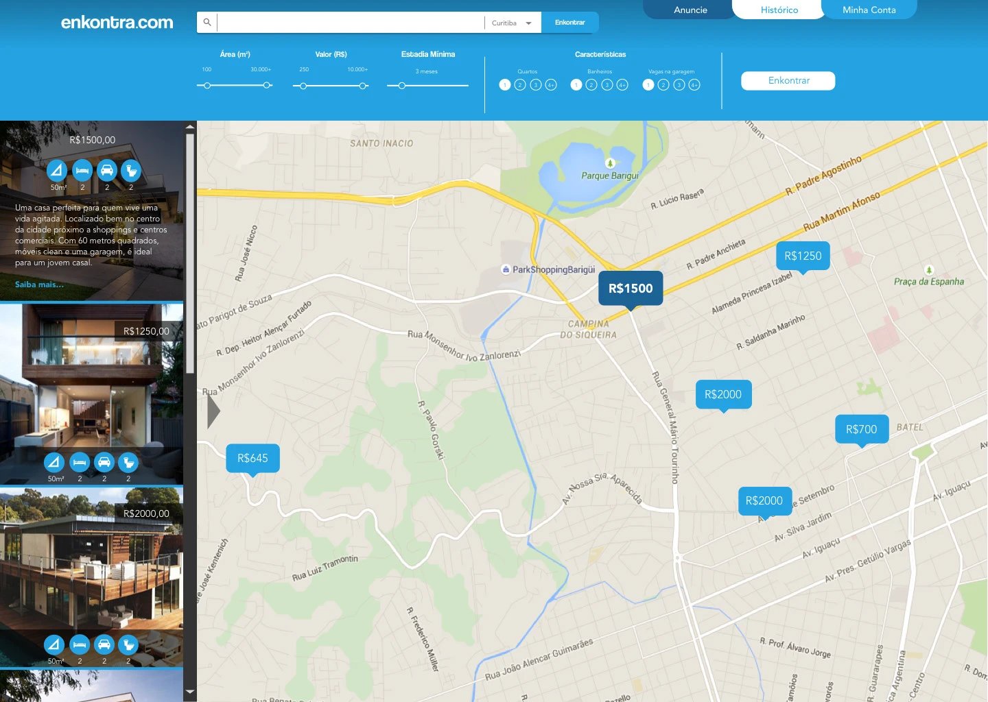Enkontra.com search bar and filters — After, alternate view