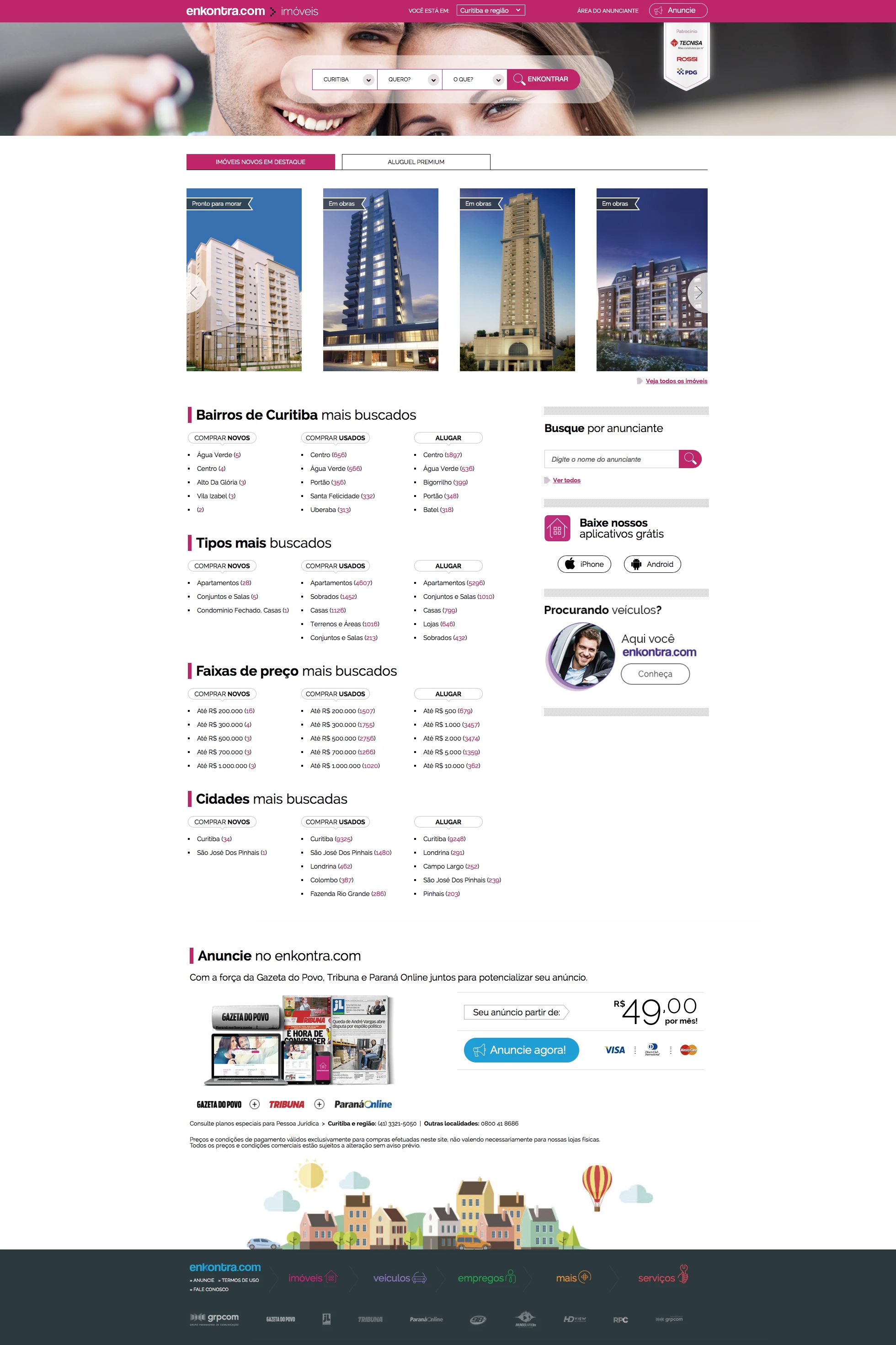 Enkontra.com landing page — Before
