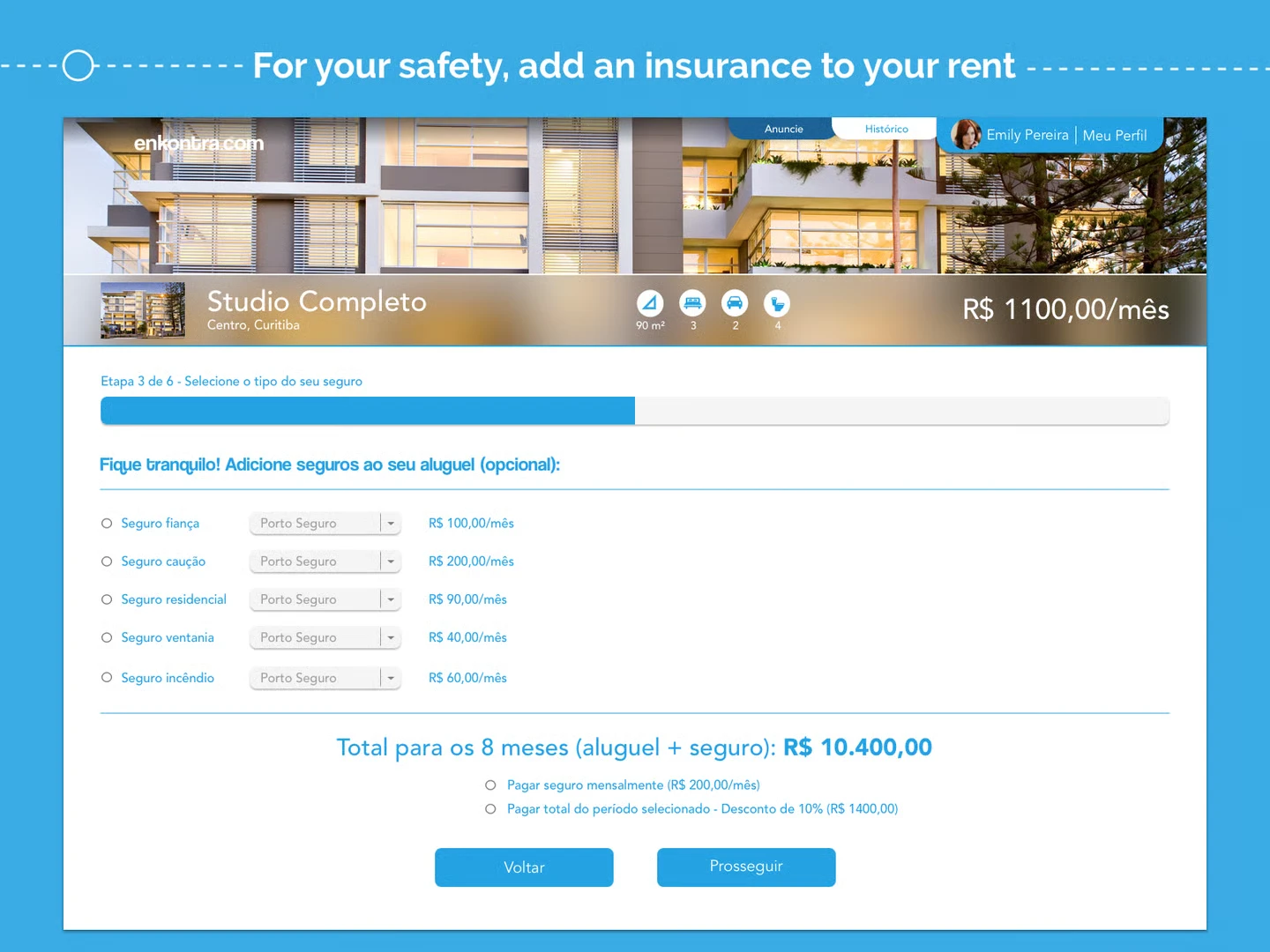 Enkontra.com rental process — optional insurance add-ons