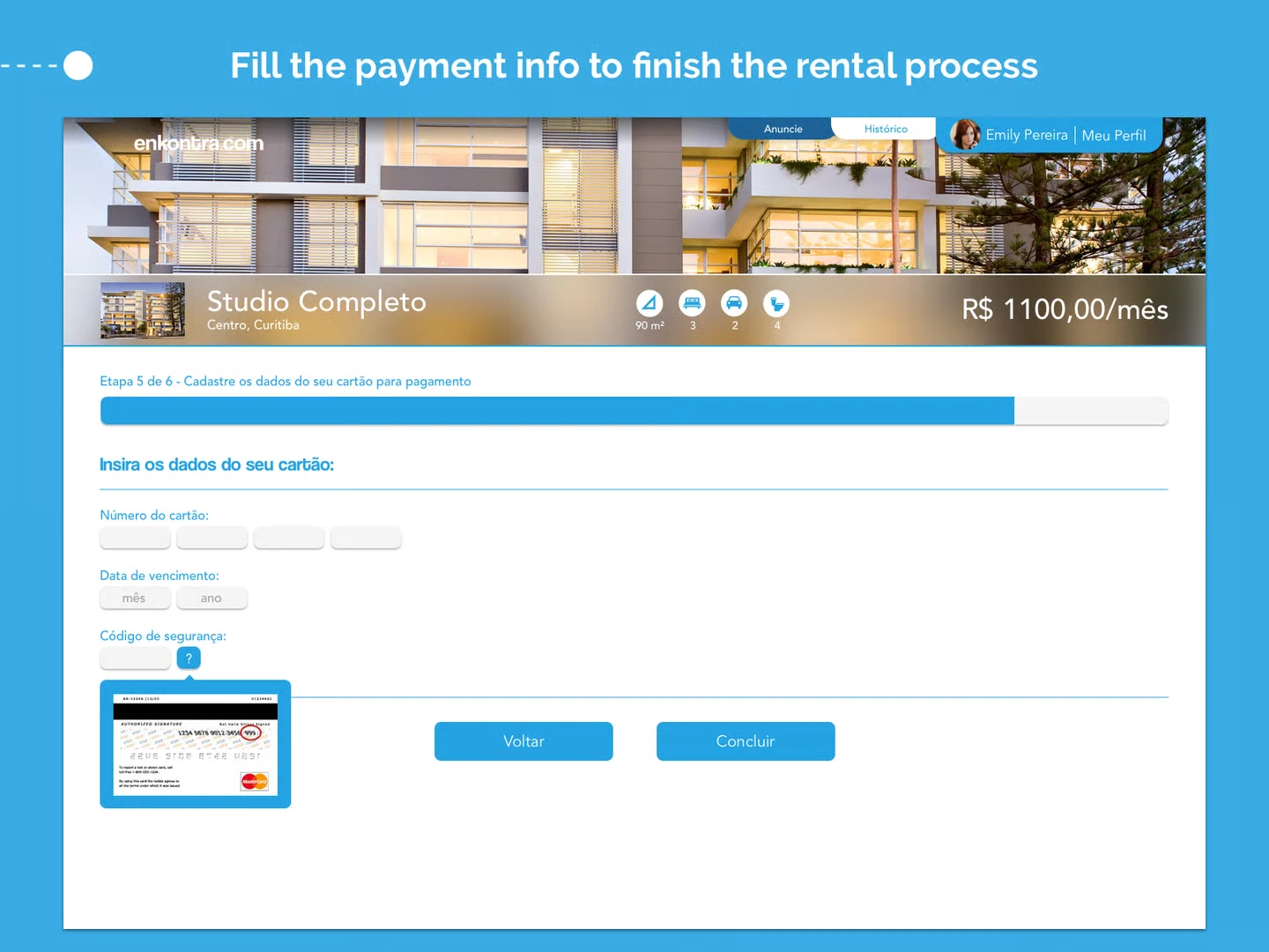 Enkontra.com rental process — payment details
