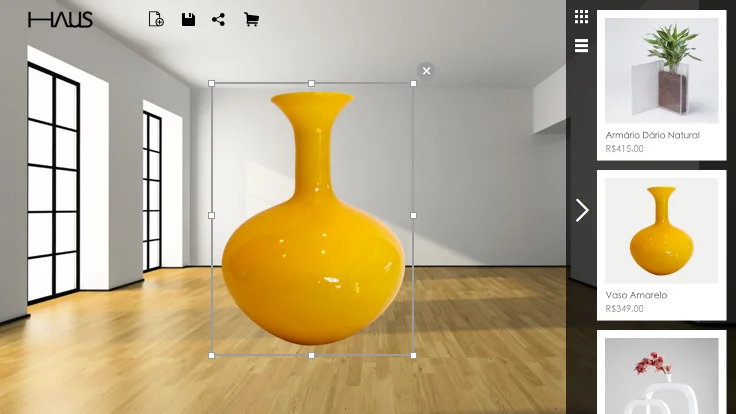 Haus app — Step 3, place and resize the object
