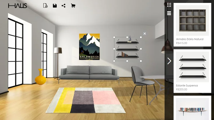 Haus app — Step 4, share or buy the decorated room