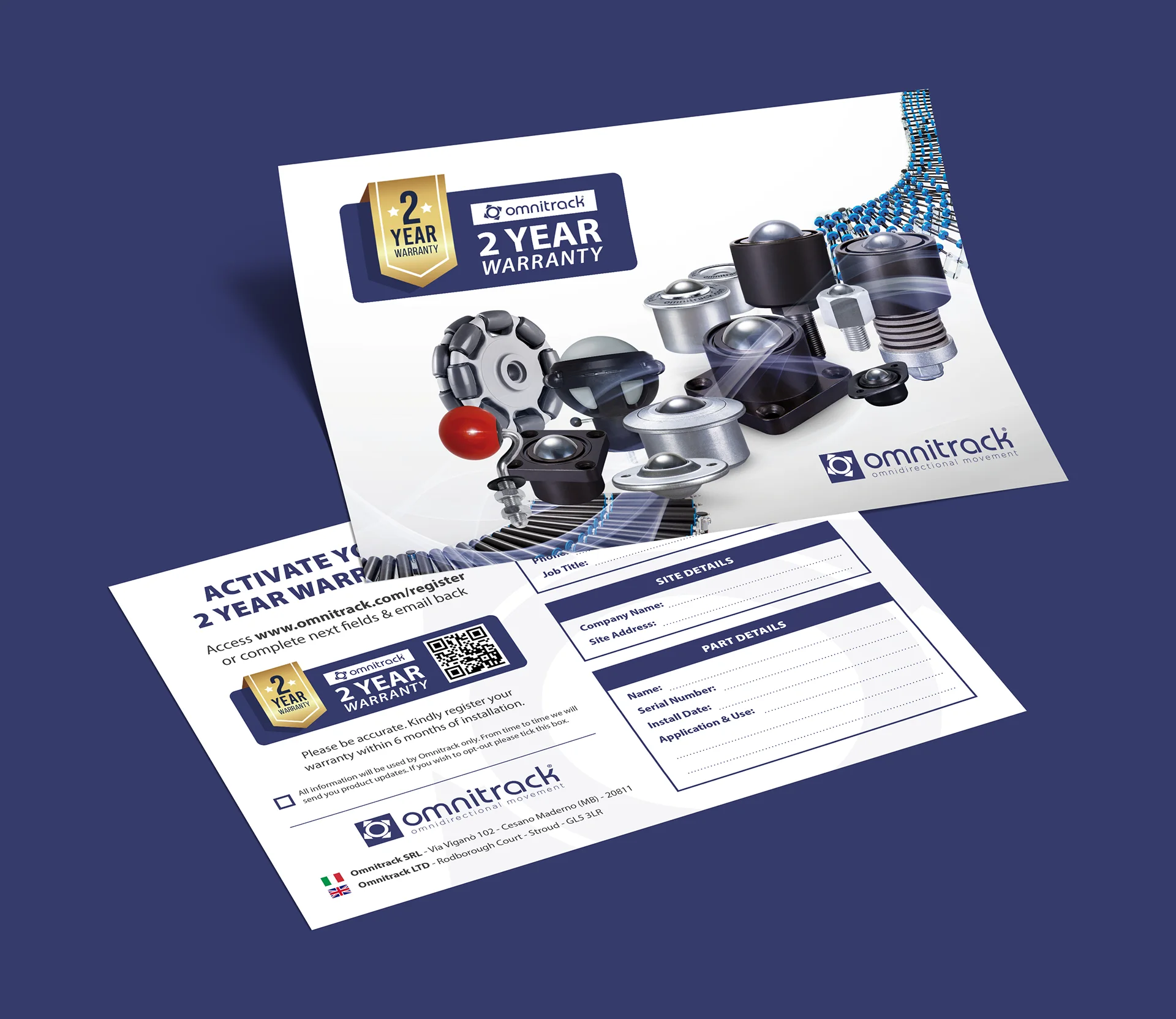 Omnitrack 2-year warranty card design