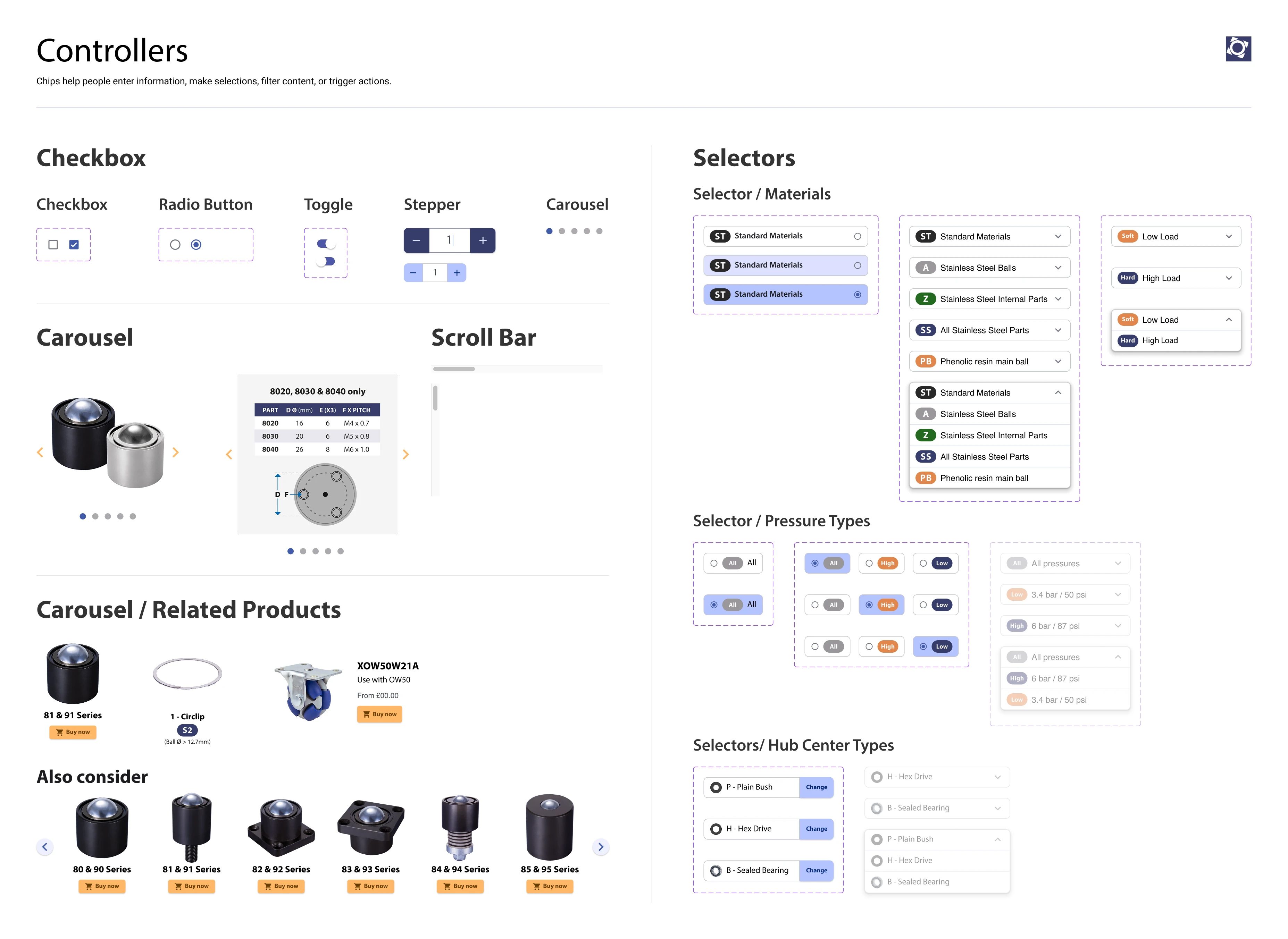 Omnitrack design system — Controllers