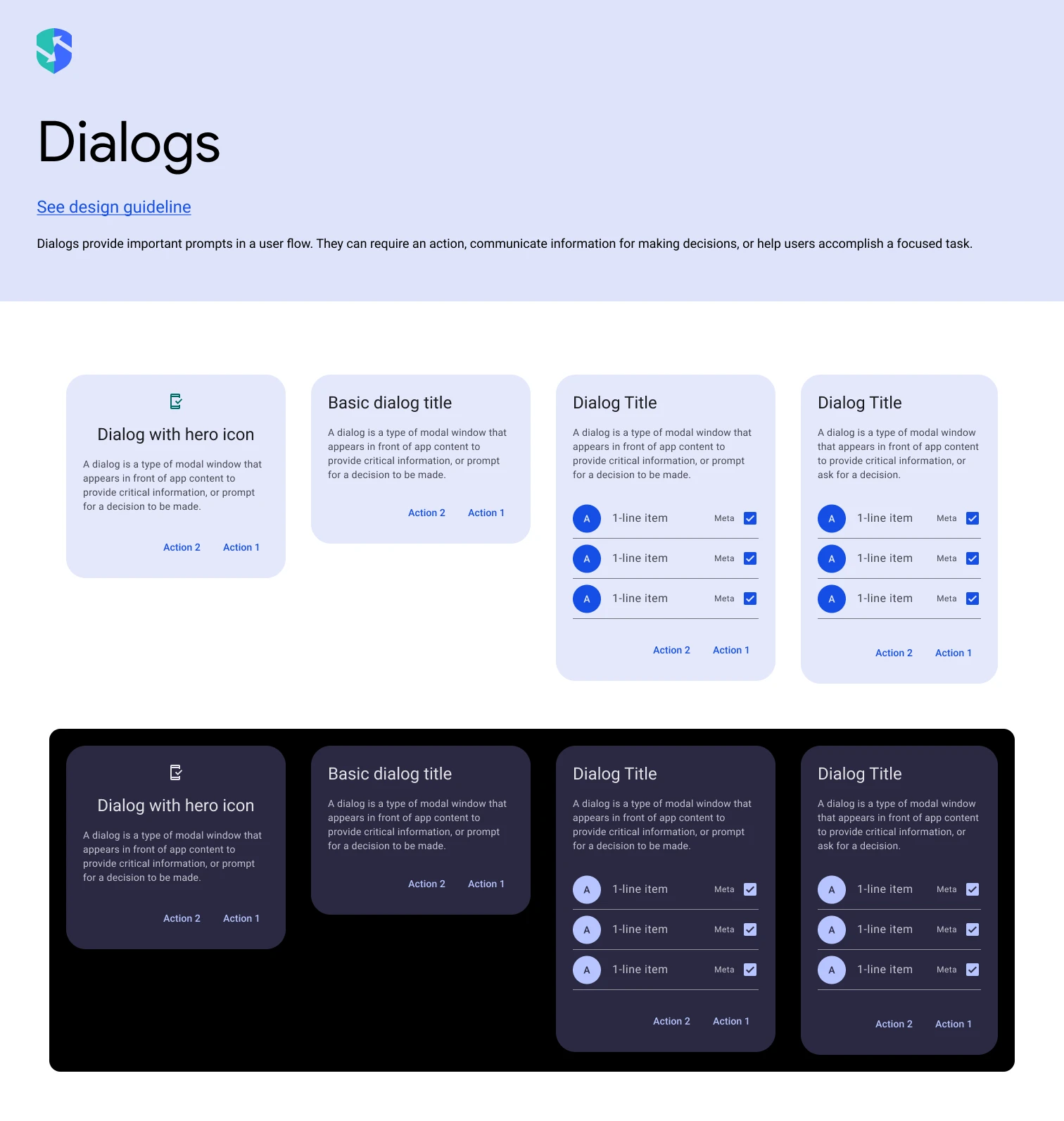 SupplyCyber design system — Dialogs
